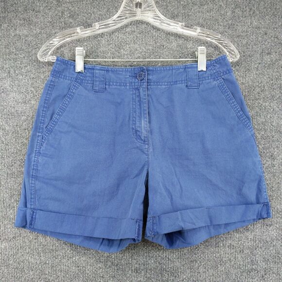 Talbots Womens Stretch Chino Shorts Blue Size 4 Slash Pockets Cotton - Picture 2 of 13